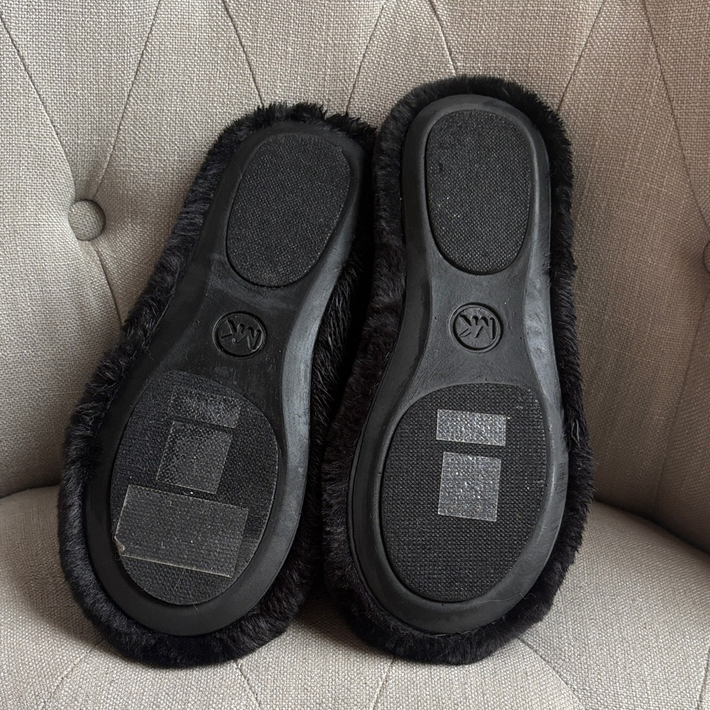 Michael Kors Black Plush Slippers - Picture 6 of 9